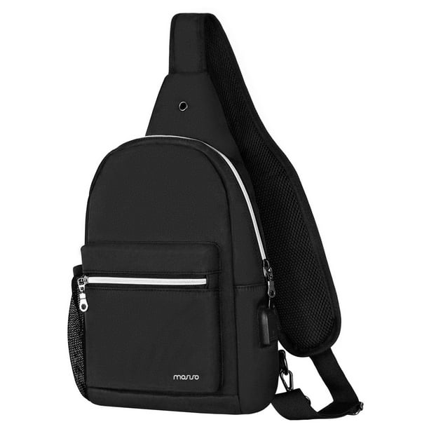 Womens Girls Real Black Leather Backpack Small Rucksack Shoulder Chest Bag A347